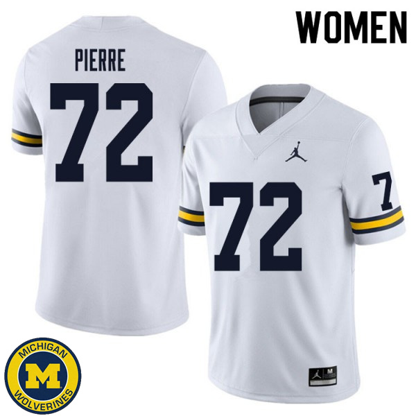 Women's Michigan Wolverines #72 Elijah Pierre White Alumni Jersey